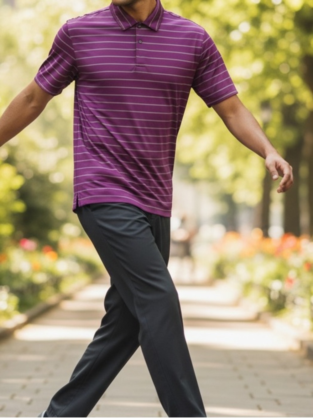 VRST Men's Stripe Polo in Magenta